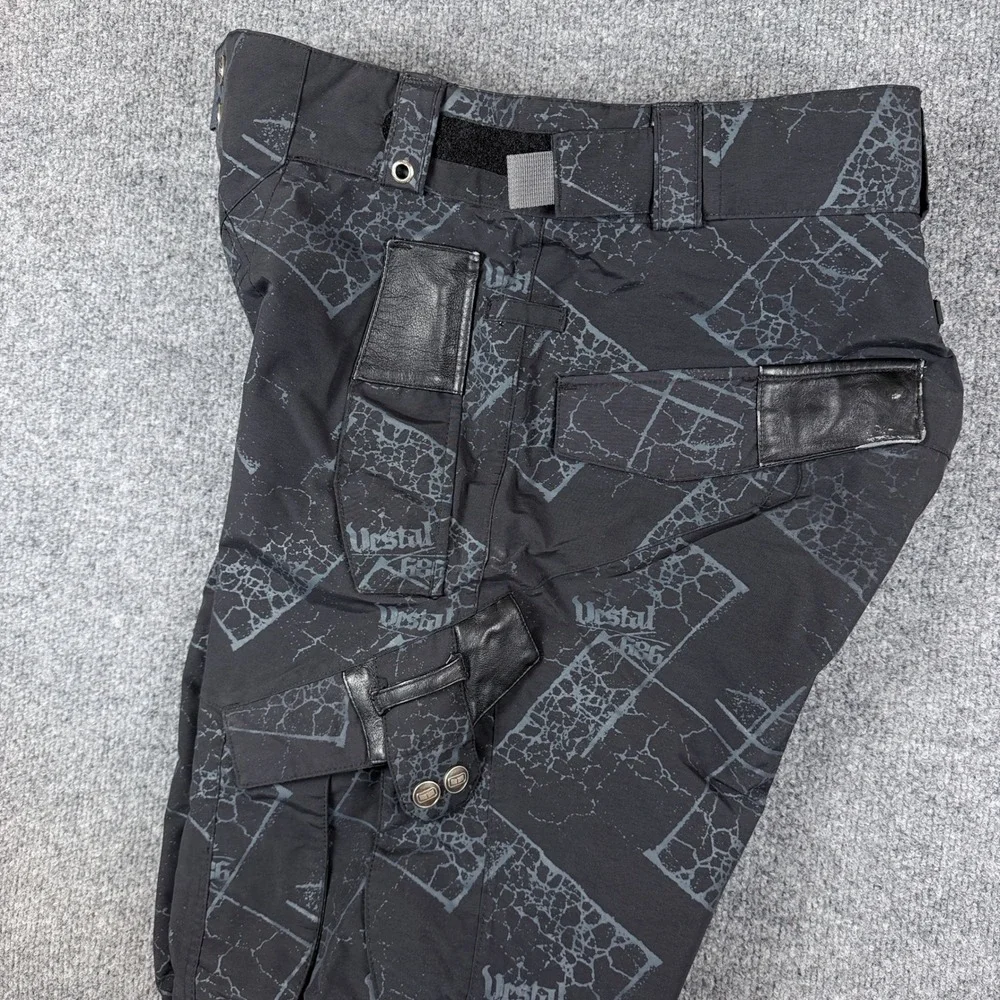 686 x Vestal Snowboard Pants Mens S Black Gray Crackle Print Cargo Ski